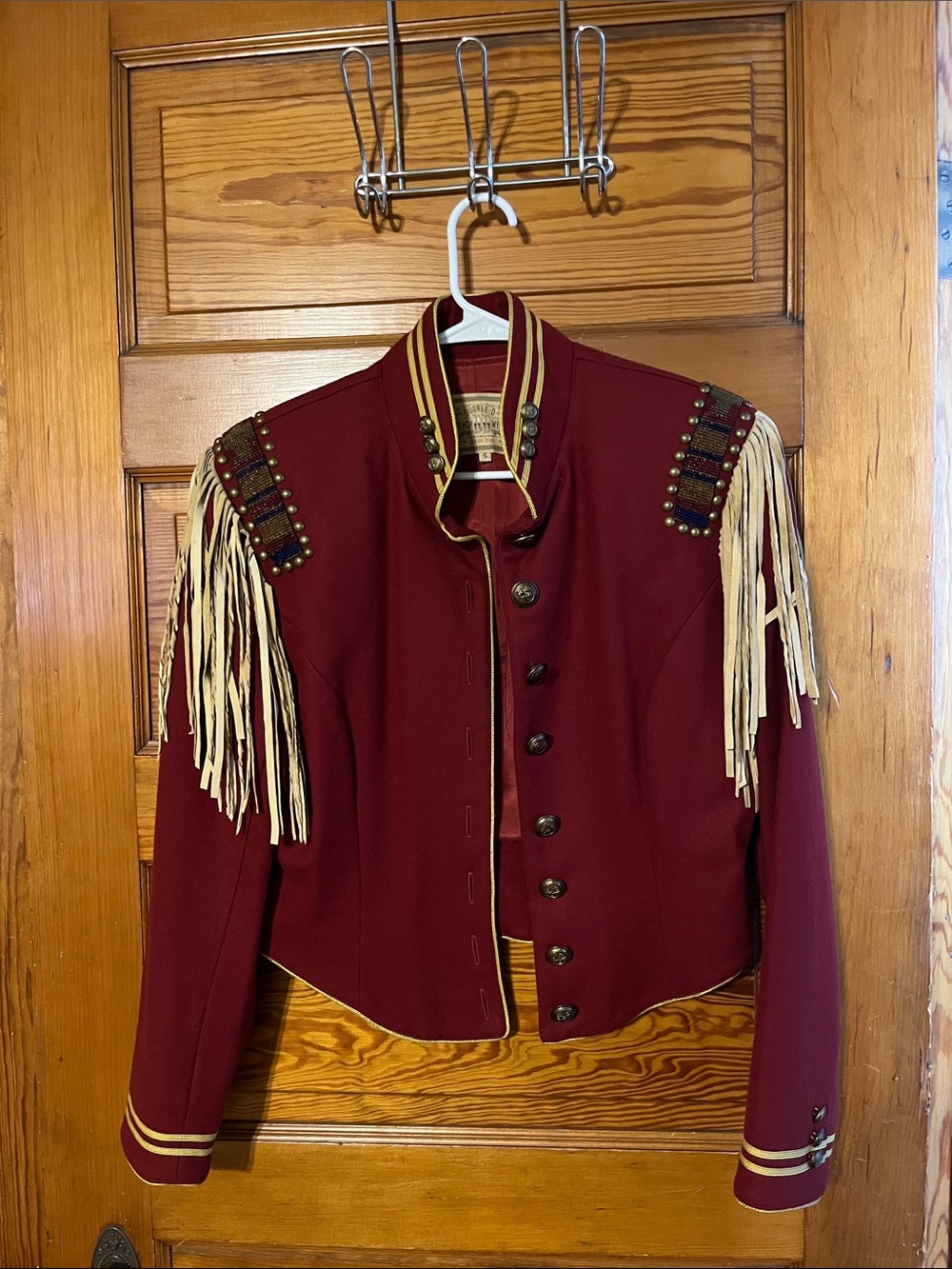 Double D Ranch Burgundy Jacket with Cream Fringe